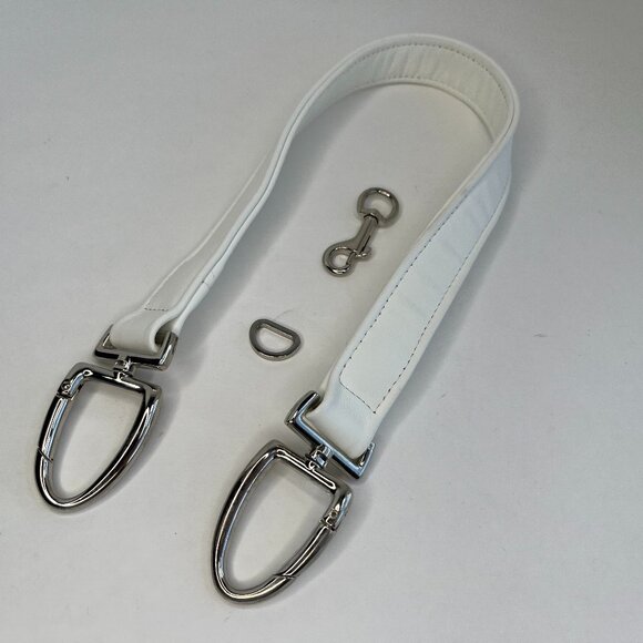 Shoulder Purse Strap Replacement White Faux Leather Swivel Silver Hardware - Picture 1 of 4